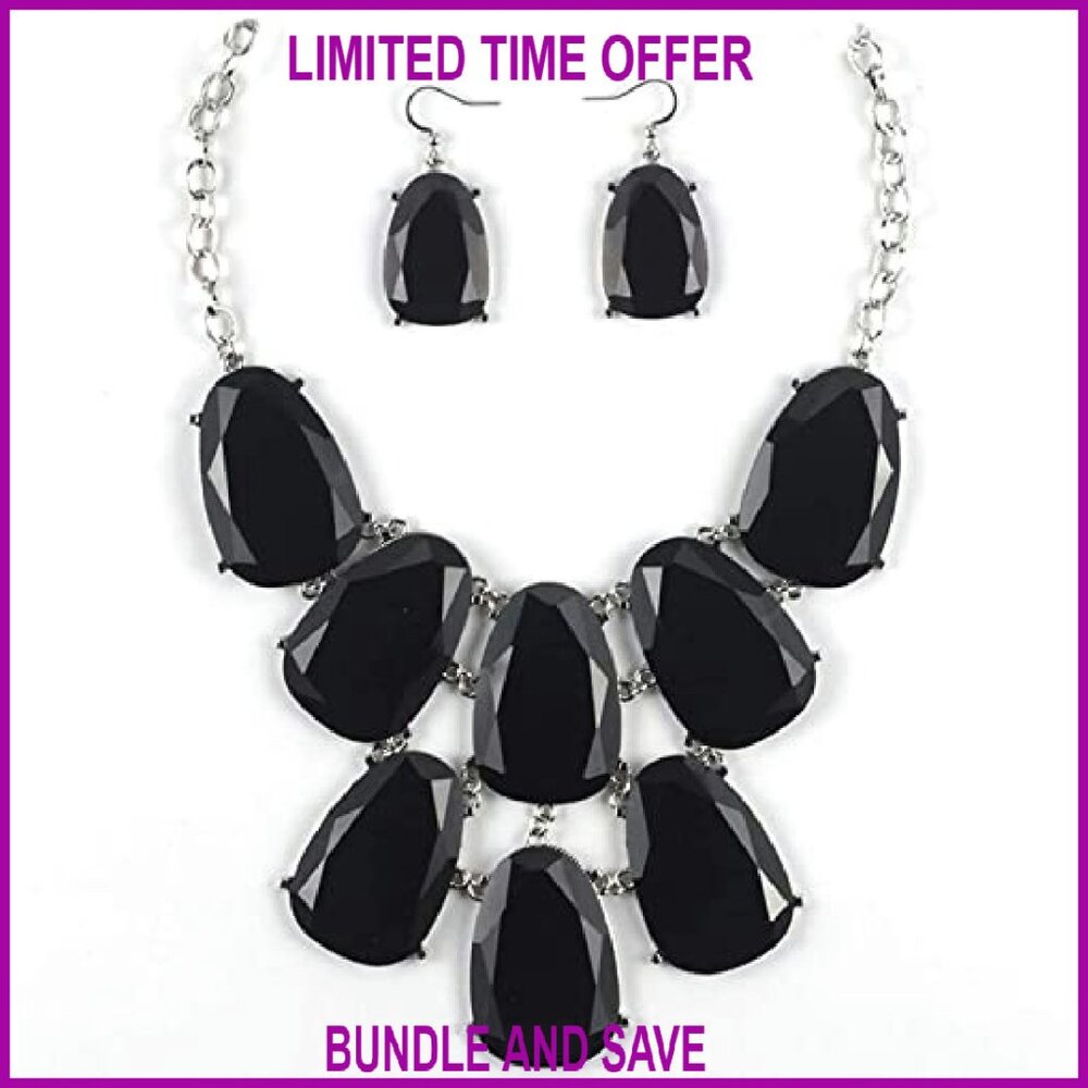 Chunky Bubble Statement Collar Necklace Set With … - image 2